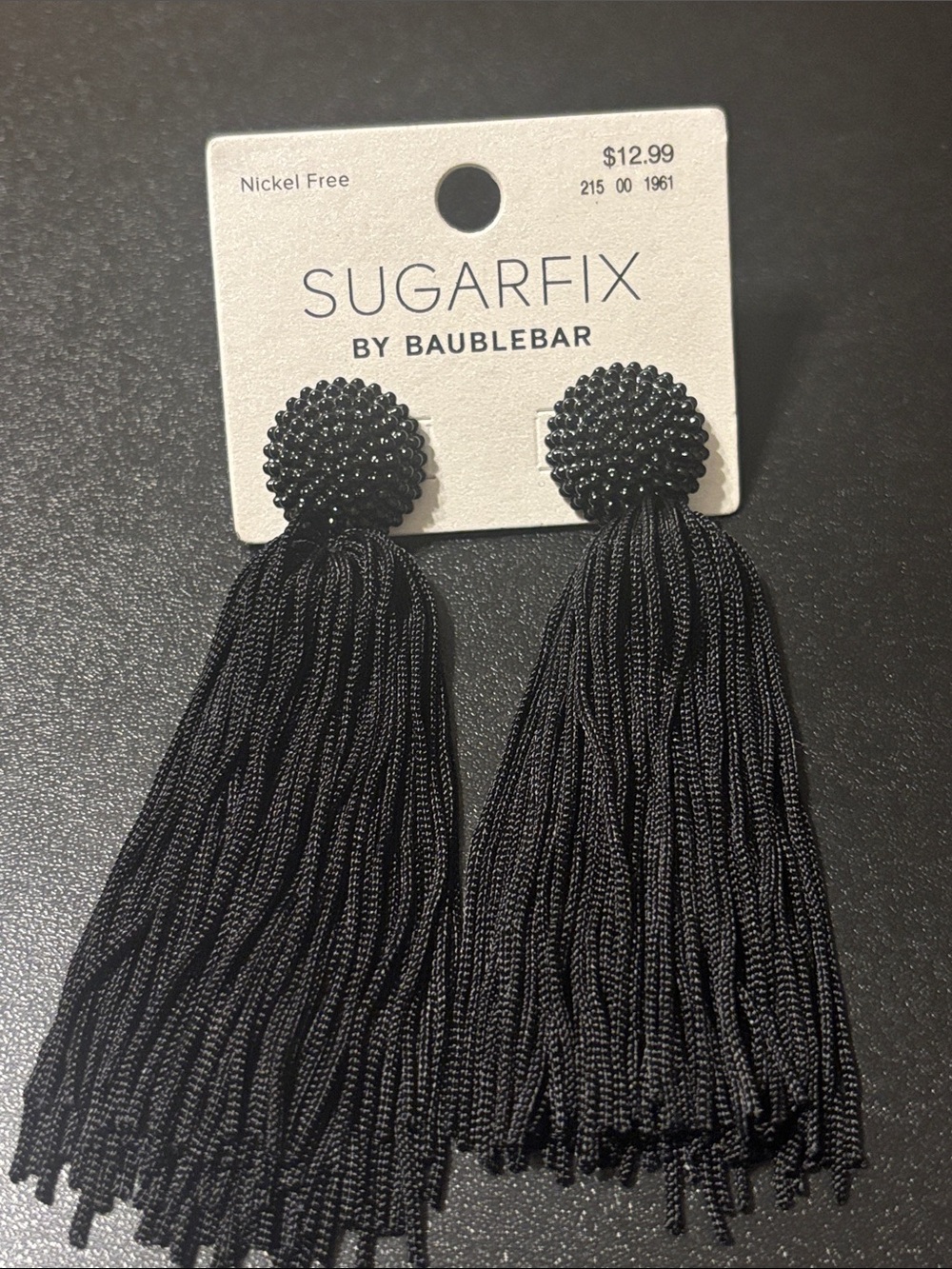 BaubleBar Black Beaded Tassel Drop Earrings Statement Earrings